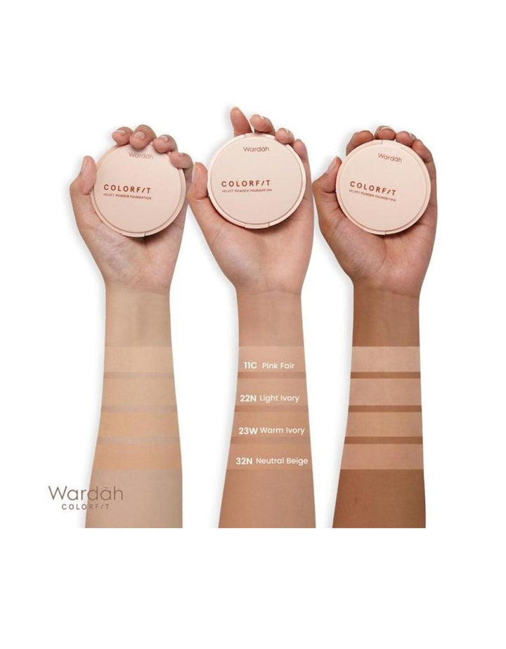Wardah Colorfit Velvet Powder Foundation Refill 32N Neutral Beige 11 g