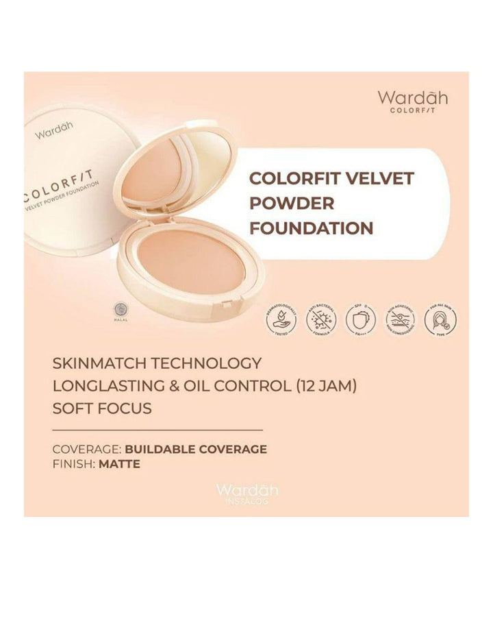 Wardah Colorfit Velvet Powder Foundation Refill 42N Neutral Sand 11 g