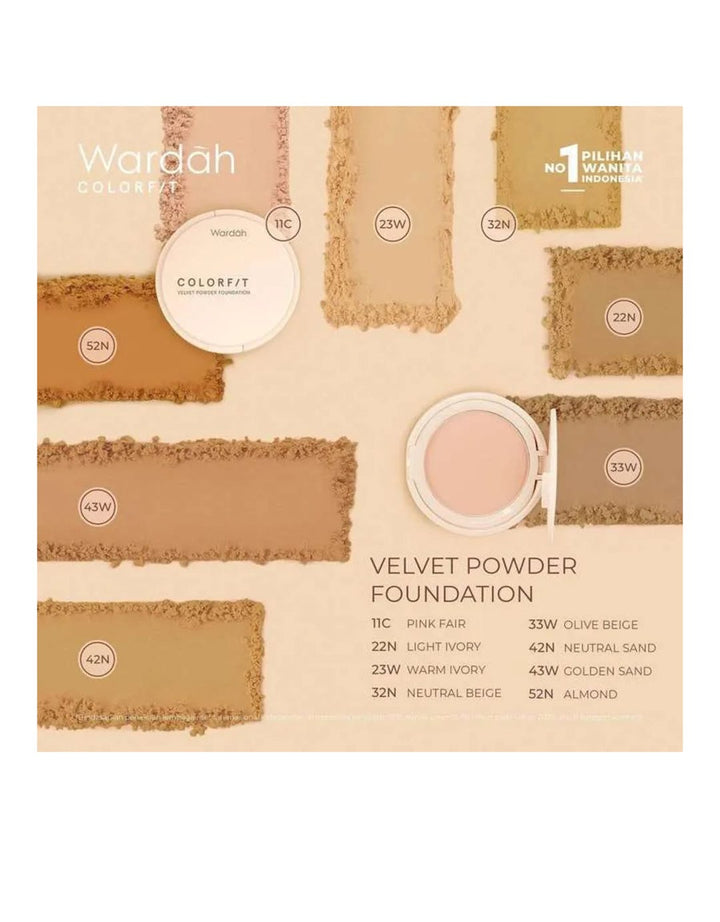 Wardah Colorfit Velvet Powder Foundation Refill 42N Neutral Sand 11 g