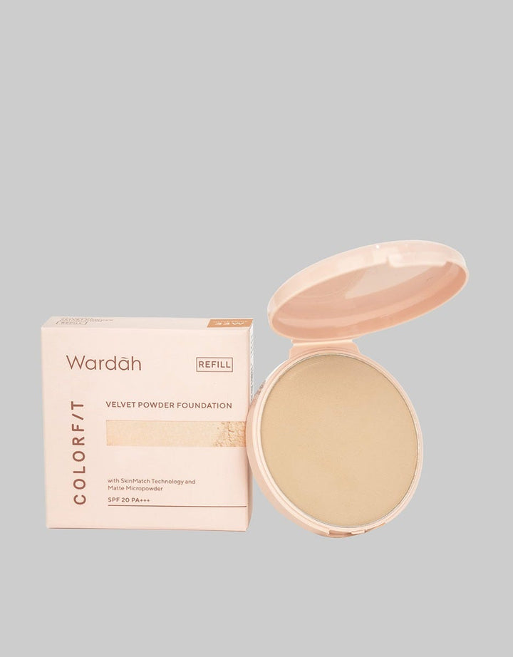 Wardah Colorfit Velvet Powder Foundation Refill 33W Olive Beige 11 g