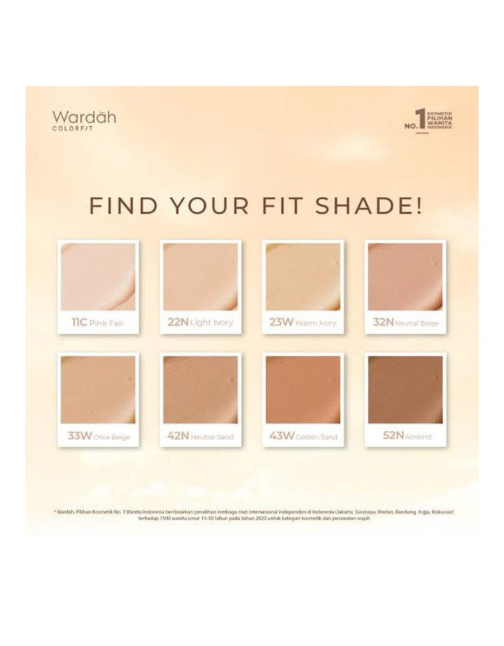 Wardah Colorfit Velvet Powder Foundation Refill 33W Olive Beige 11 g