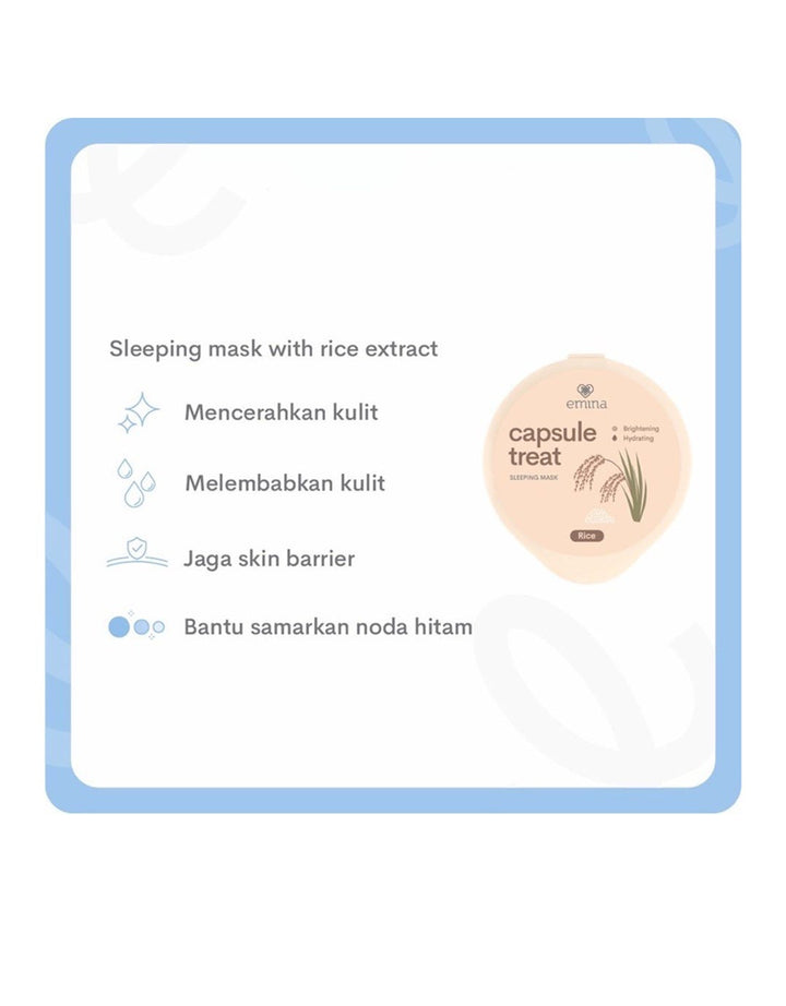 Emina Capsule Treat Sleeping Mask Rice 10 ml