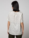 St. Yves Short Sleeve Blouse Top Print With Key Hole