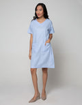 St. Yves Short Sleeve Midi Dress Shift Oxford