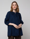 St. Yves Long Sleeve Blouse 78 Top Solid With String Collar