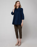 St. Yves Long Sleeve Blouse 78 Top Solid With String Collar