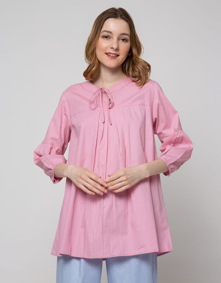 St. Yves Long Sleeve Blouse 78 Top Solid With String Collar