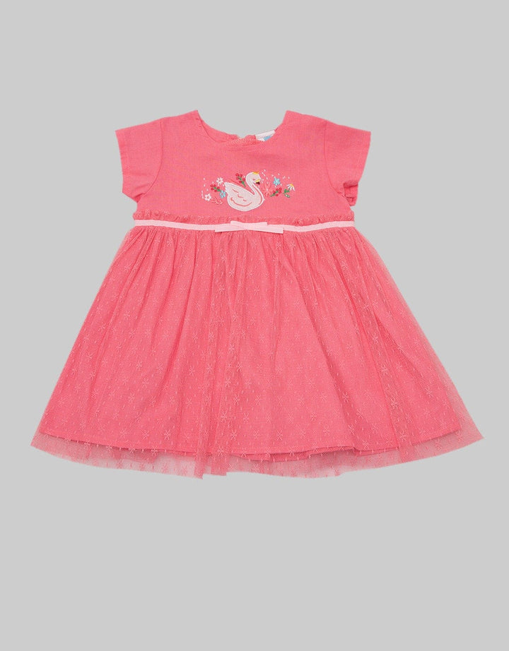 Pipiniko Short Sleeve Floral Tulle Midi Dress