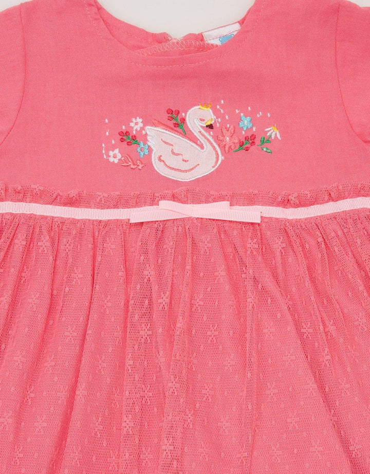 Pipiniko Short Sleeve Floral Tulle Midi Dress