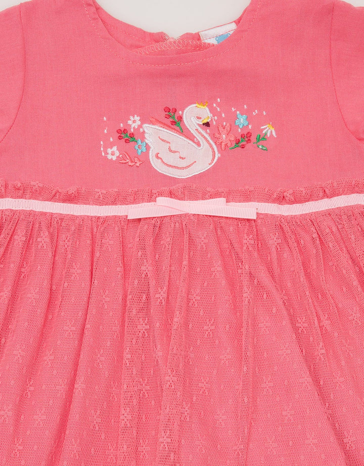 Pipiniko Short Sleeve Floral Tulle Midi Dress