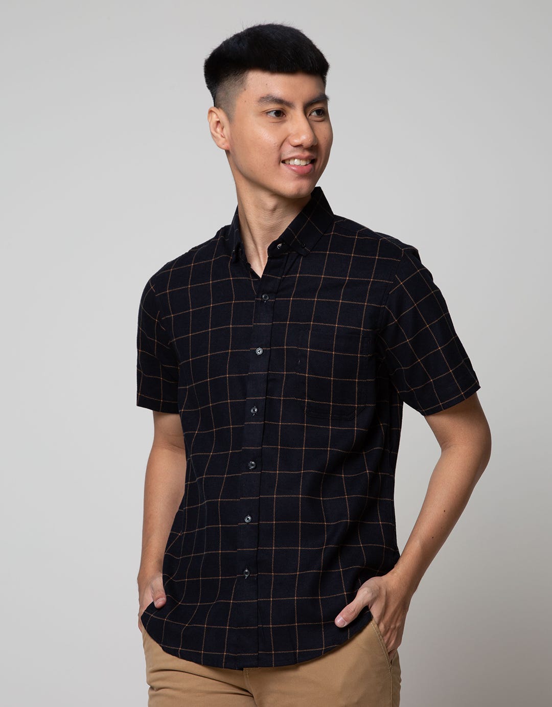 LR2 Kemeja Lengan Pendek Flanel Kotak