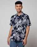 D'Britano Leaf Printing Short Sleeve Hem