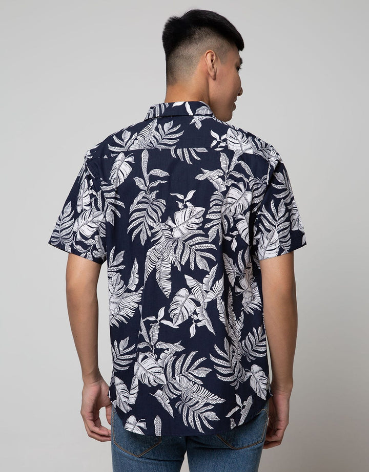 D'Britano Leaf Printing Short Sleeve Hem