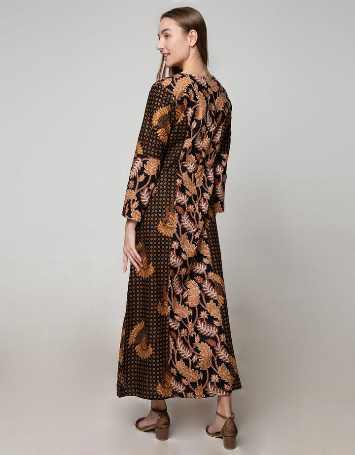 Adikusuma Long Dress Batik Leaves Mix Truntum