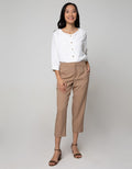 Connexion Capri Pants Crop Stretch With Horn Button Pocket