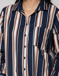 Connexion Long Sleeve Shirt Print Stripes With 1 Pocket