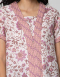 Connexion Short Sleeve Blouse V-neck List Batik Print Flower Kebaya Look