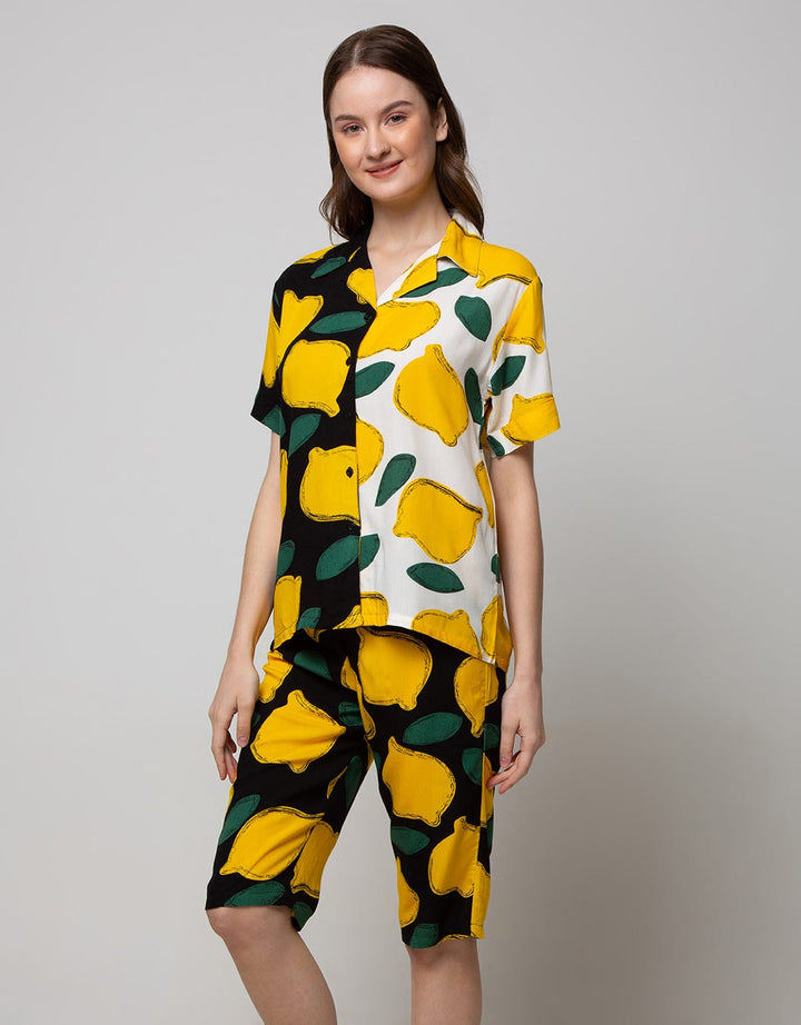 Nevada Short Sleeve Pajama Capri Big Lemonia