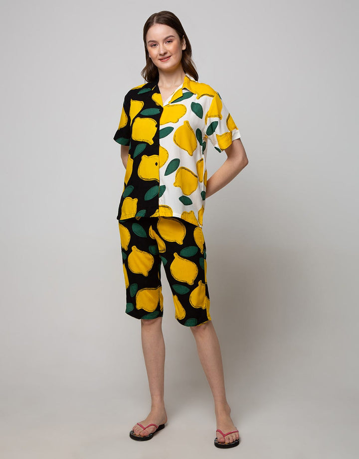 Nevada Short Sleeve Pajama Capri Big Lemonia