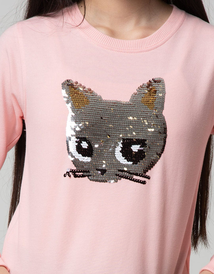 Aero Sweatshirt Sequin Cat Gold