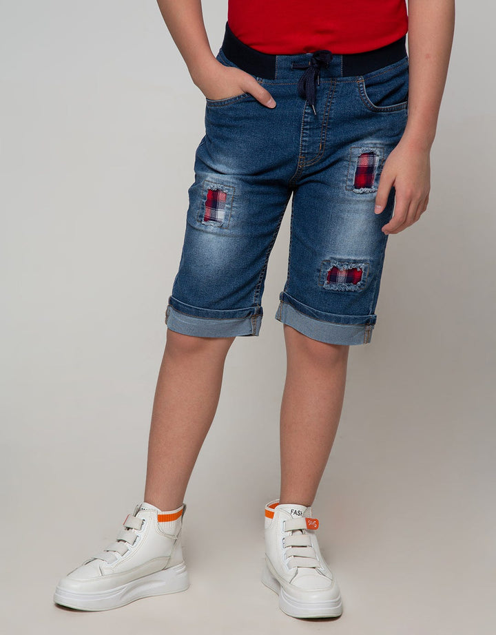 Nevada Denim Short Pants Crop Destroyed Check