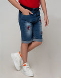 Nevada Denim Short Pants Crop Destroyed Check
