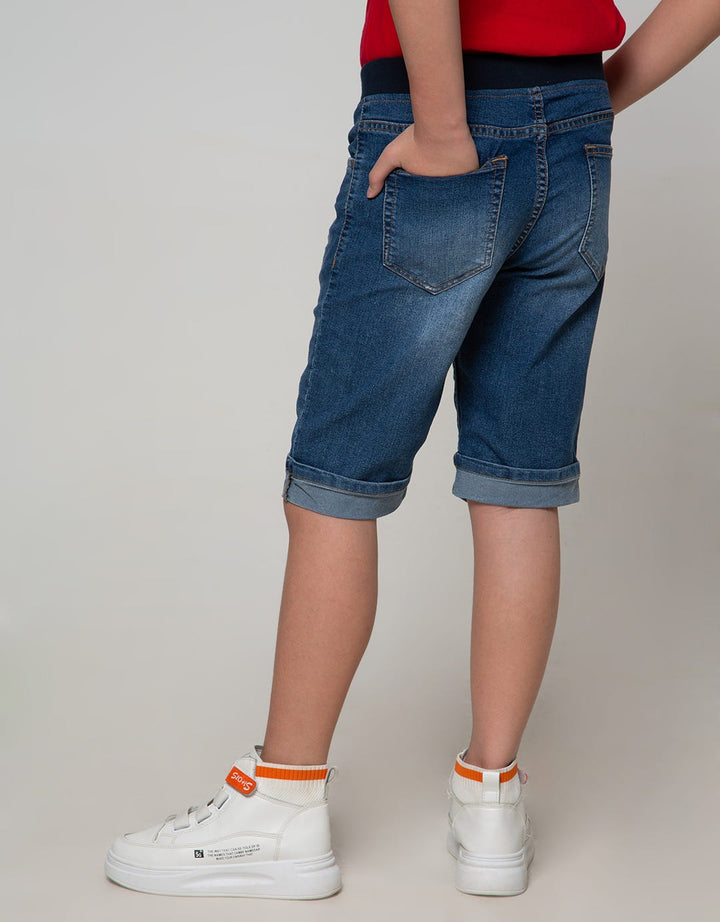 Nevada Denim Short Pants Crop Destroyed Check