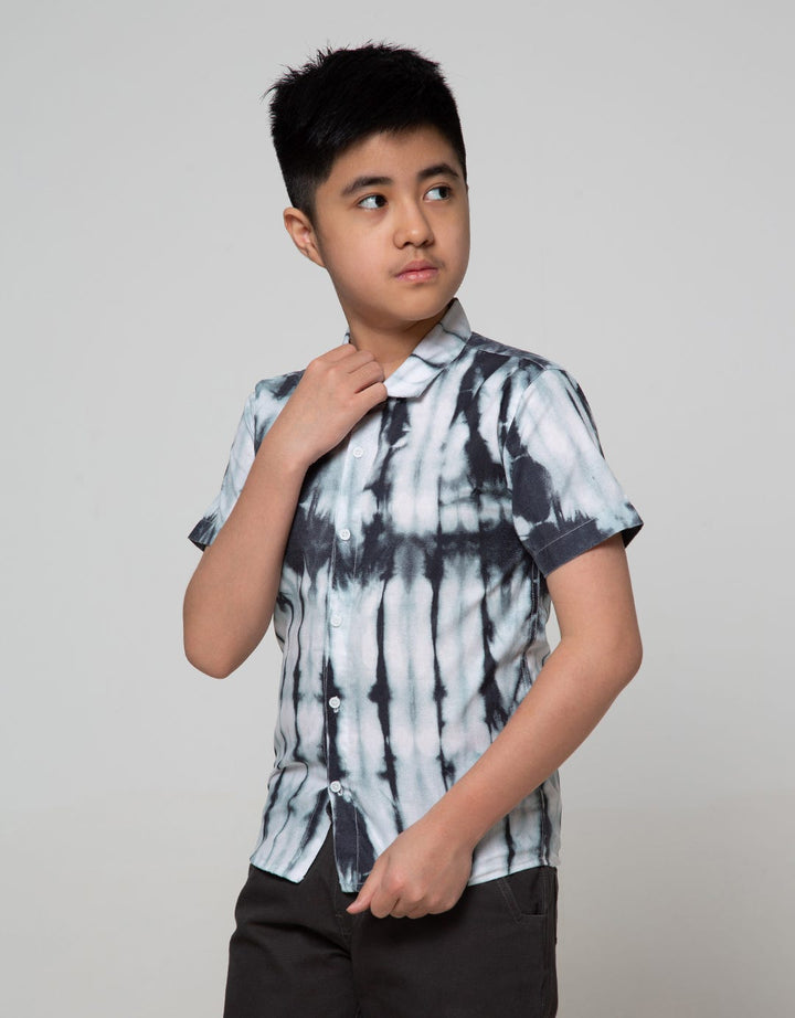 Nevada Short Sleeve Shirt Tiedye Black &amp; White