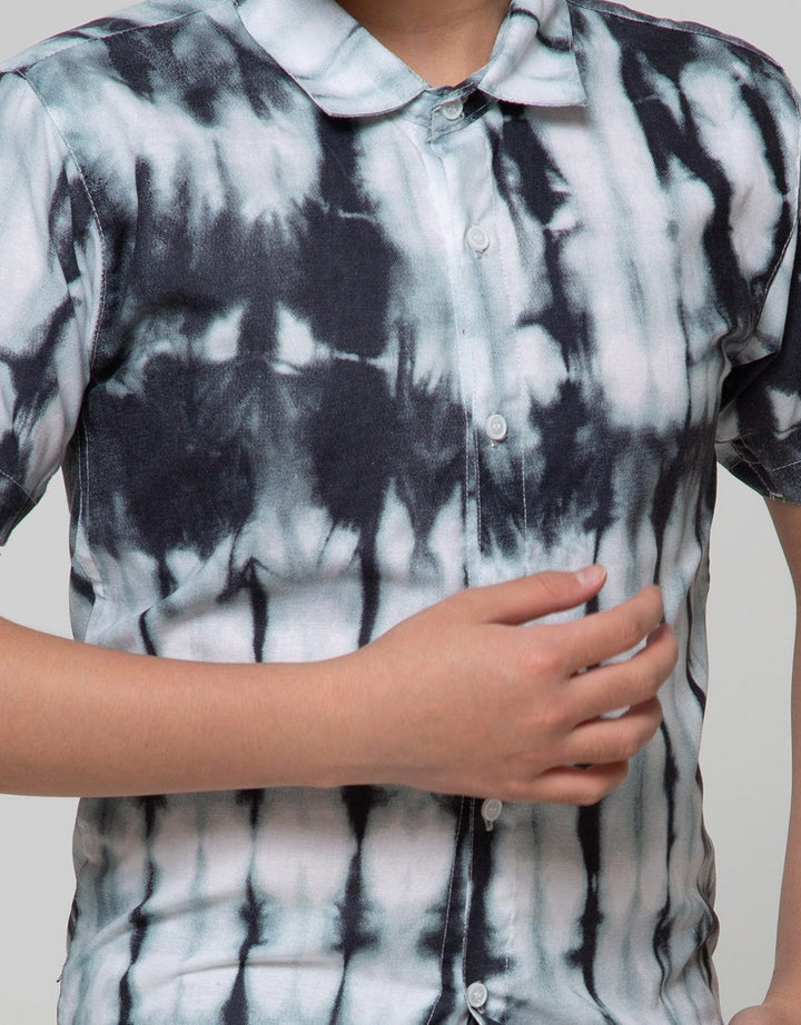 Nevada Short Sleeve Shirt Tiedye Black &amp; White