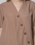 Details Short Sleeve Blouse V Neck With Buttons