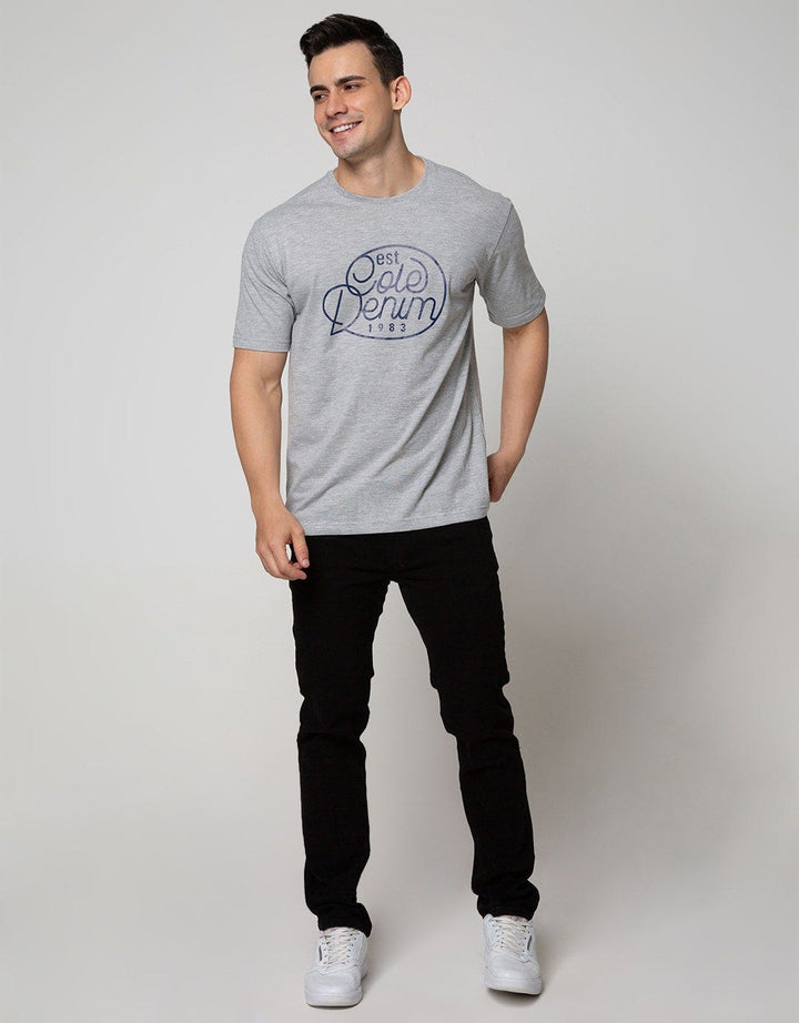 Cole Short Sleeve T-Shirt Print Solid Denim