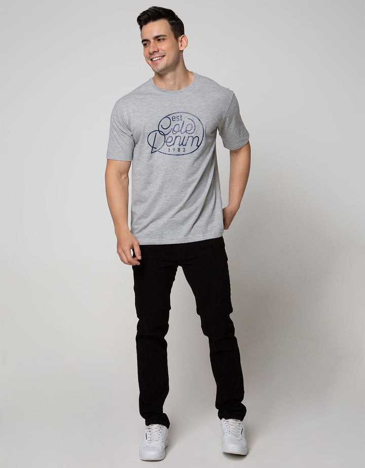 Cole Short Sleeve T-Shirt Print Solid Denim