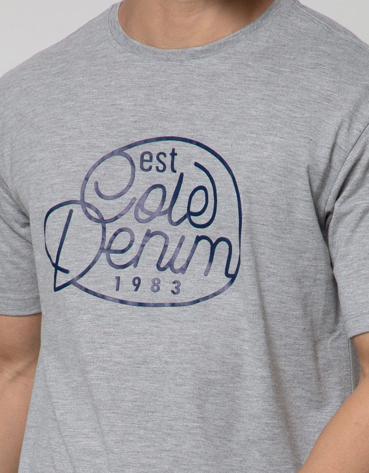 Cole Short Sleeve T-Shirt Print Solid Denim