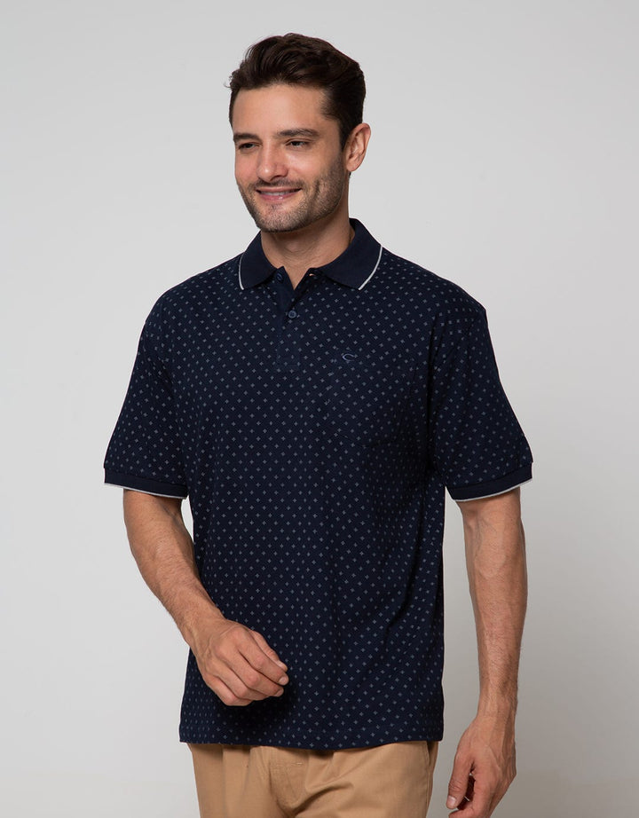 Cole Short Sleeve Polo Shirt Aop Print Diamond