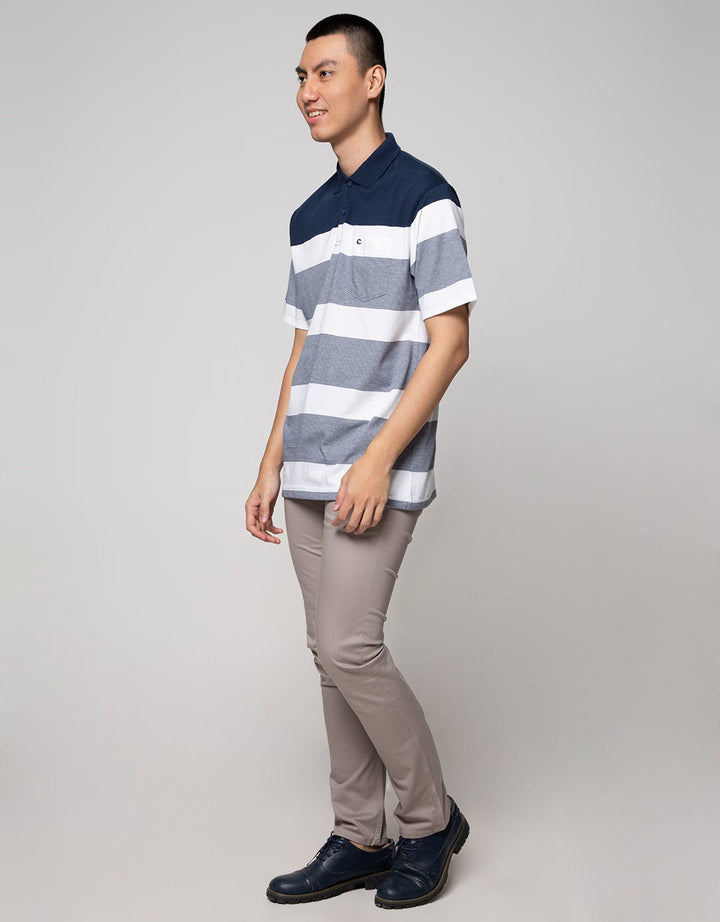 Cole Short Sleeve Polo Shirt Stripe Chest