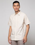 Cole Short Sleeve Shirt Woven Print Melange Look With Icon