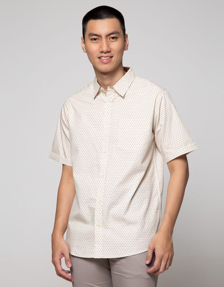 Cole Short Sleeve Shirt Woven Print Melange Look With Icon
