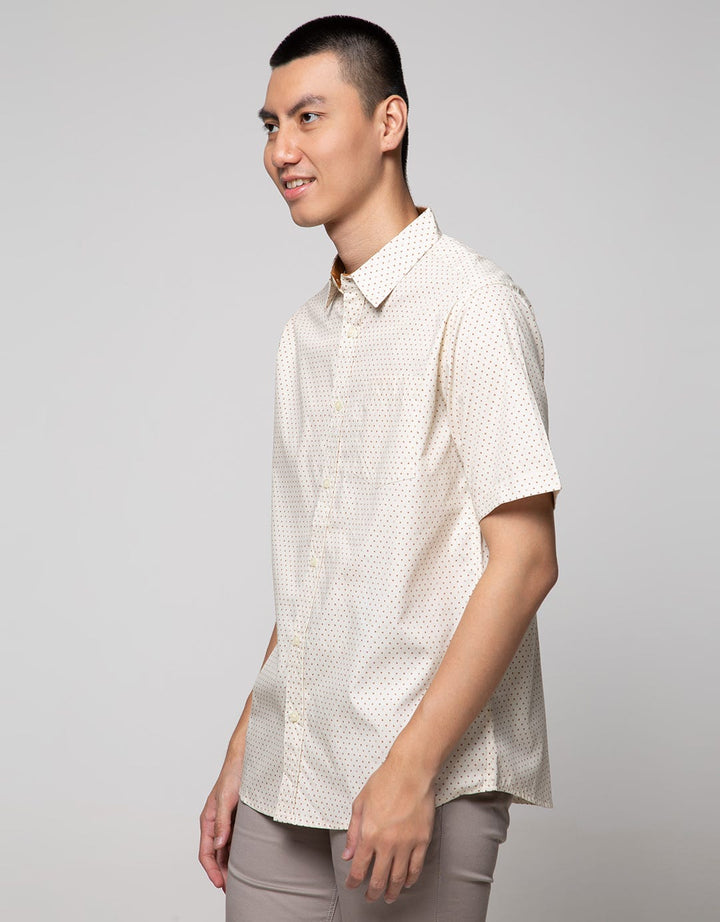 Cole Short Sleeve Shirt Woven Print Melange Look With Icon