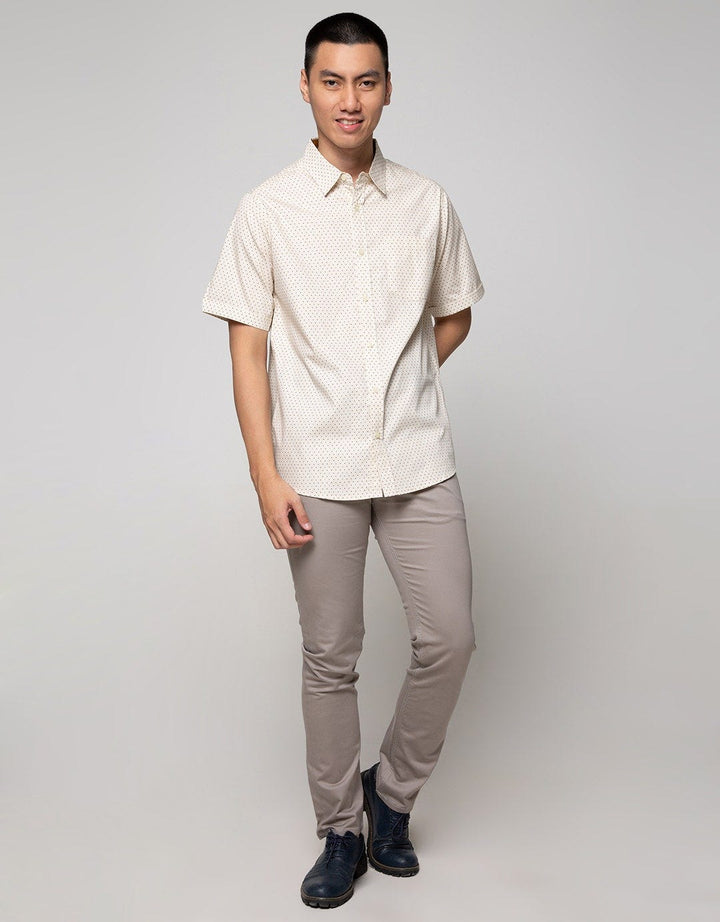 Cole Short Sleeve Shirt Woven Print Melange Look With Icon