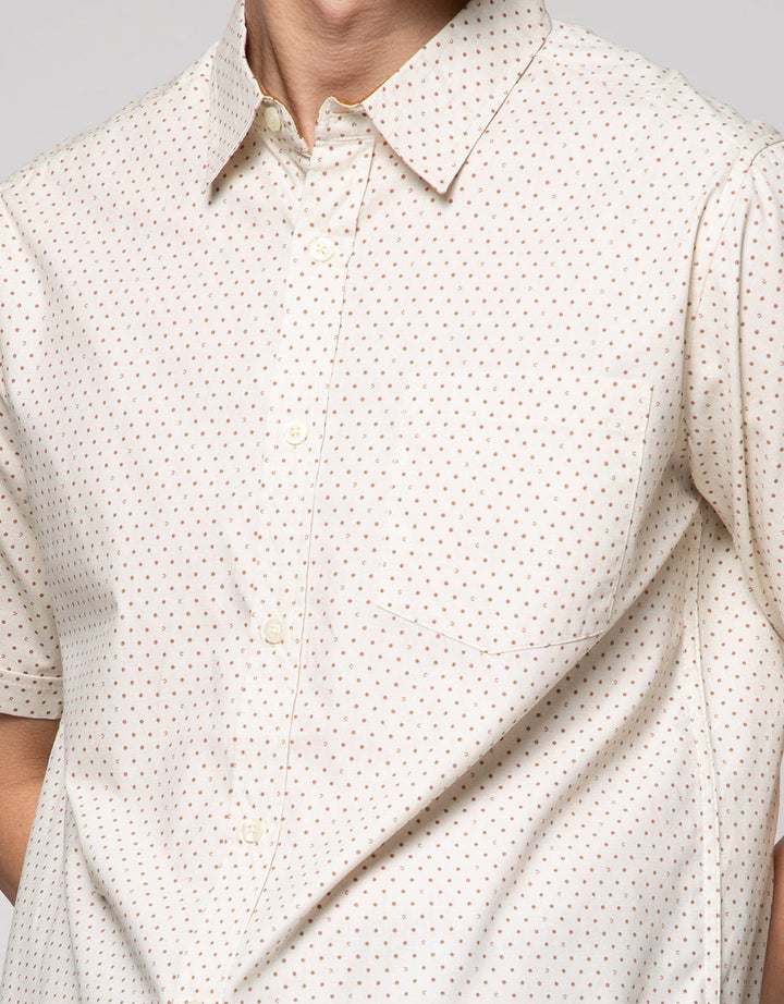 Cole Short Sleeve Shirt Woven Print Melange Look With Icon
