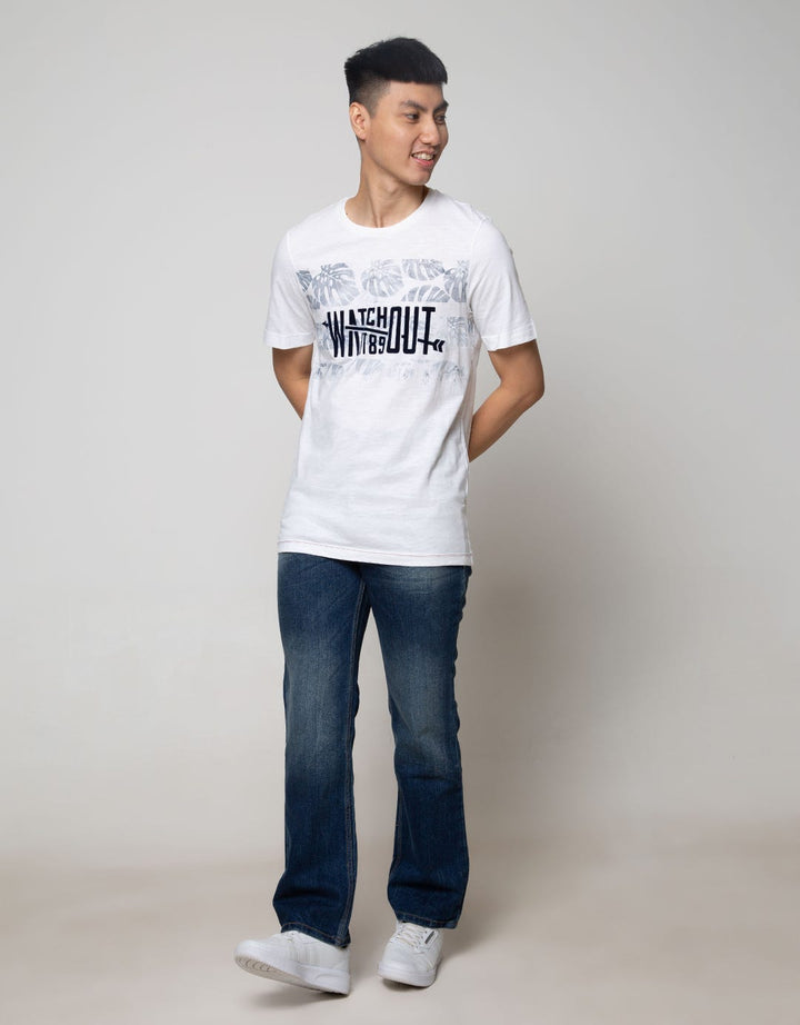 Watchout Leaf Print Shadow T-Shit Jeans