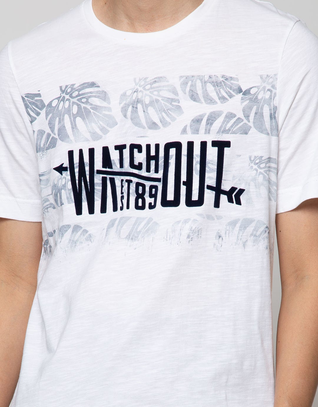 Watchout Leaf Print Shadow T-Shit Jeans