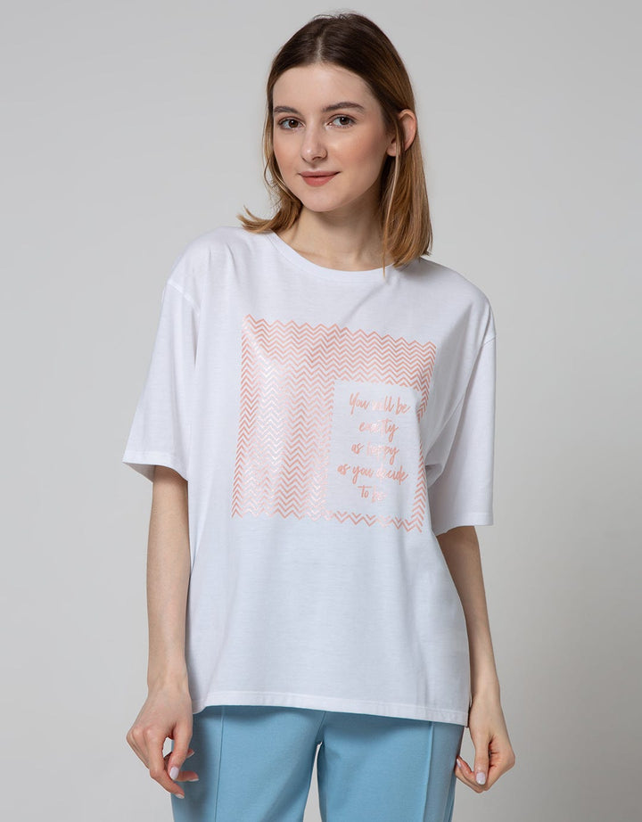 Details Short Sleeve T-Shirt With Wording