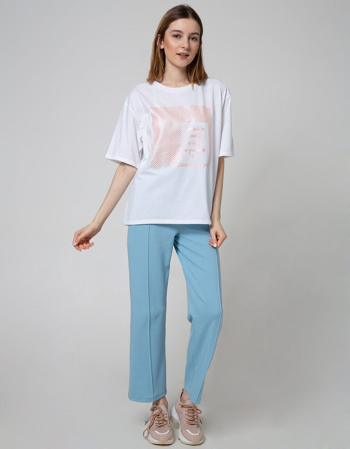 Details Short Sleeve T-Shirt With Wording