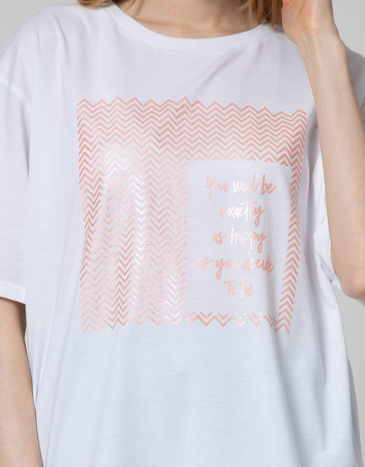 Details Short Sleeve T-Shirt With Wording