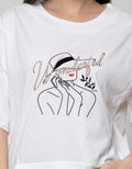 Details Short Sleeve T-Shirt With Embroidery-Print And Asymetric Bottom