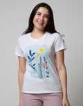 Details Short Sleeve T-Shirt Photoprint Flower In Square Background