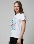 Details Short Sleeve T-Shirt Photoprint Flower In Square Background