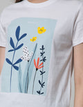 Details Short Sleeve T-Shirt Photoprint Flower In Square Background