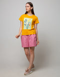 Details Short Sleeve T-Shirt Photoprint Flower In Square Background